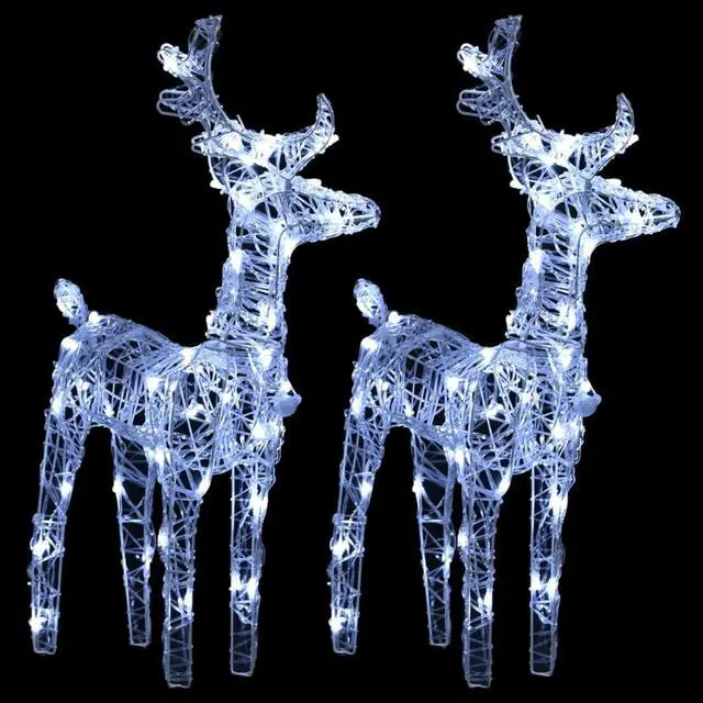 Alt view image 11 of 15 - vidaXL Christmas Reindeers 2 Pcs Light Display with 80 LEDs Cold White Acrylic
