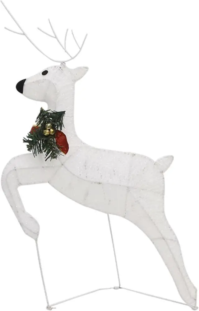 Alt view image 14 of 15 - vidaXL Lighted Reindeer and Sleigh Christmas Decoration with 60 LEDs White