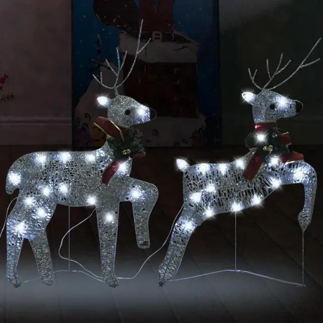 Alt view image 10 of 15 - vidaXL Christmas Reindeers 2 Pcs Christmas Lighting Display with 40 LEDs Silver