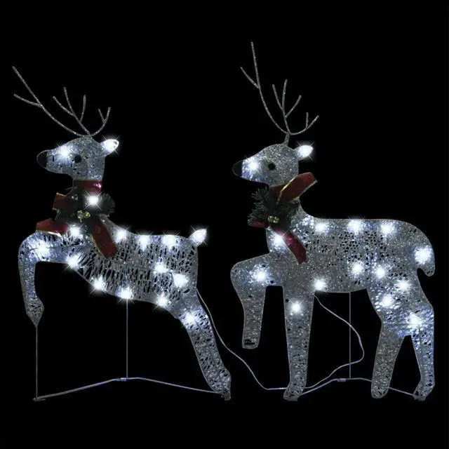Alt view image 12 of 15 - vidaXL Christmas Reindeers 2 Pcs Christmas Lighting Display with 40 LEDs Silver