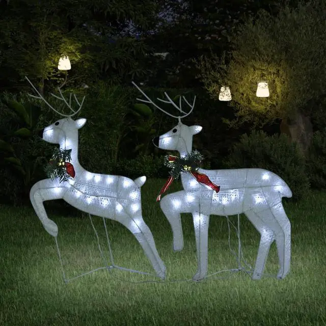 Alt view image 10 of 14 - vidaXL Christmas Reindeers 2 Pcs Christmas Lighting Display with 40 LEDs White