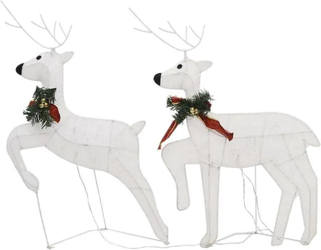 Alt view image 12 of 14 - vidaXL Christmas Reindeers 2 Pcs Christmas Lighting Display with 40 LEDs White