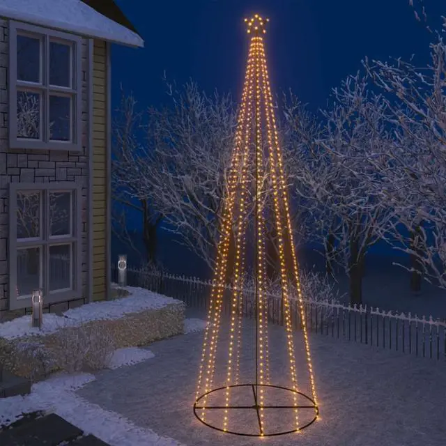 Alt view image 7 of 14 - vidaXL Christmas Cone Tree Artificial Christmas Tree with LEDs Warm White
