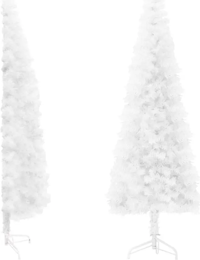 Alt view image 11 of 15 - vidaXL Christmas Tree Decor Slim Artificial Half Xmas Tree with Stand White