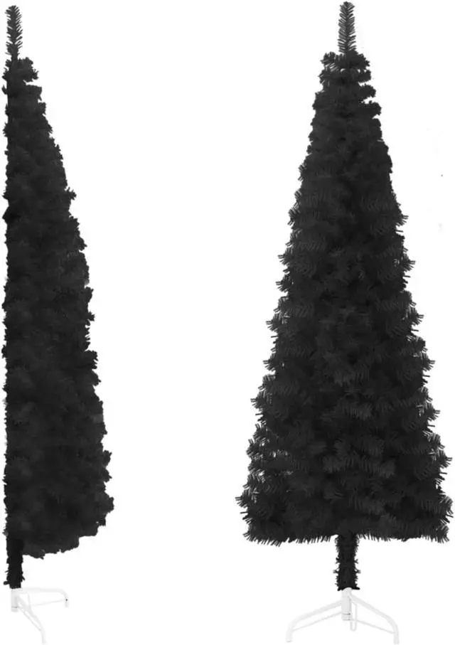 Alt view image 9 of 12 - vidaXL Christmas Tree Decor Slim Artificial Half Xmas Tree with Stand Black