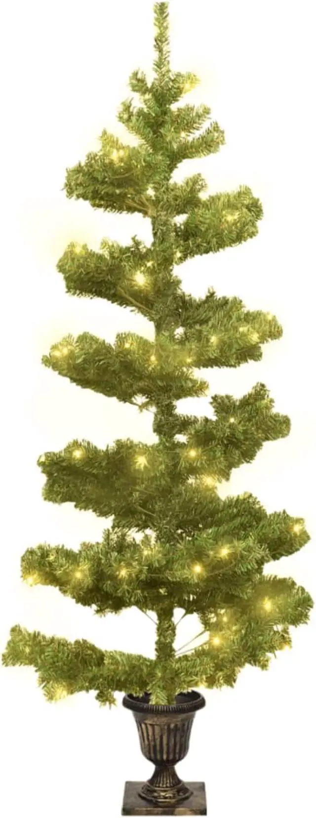 Alt view image 4 of 11 - vidaXL Swirl Pre-lit Christmas Tree with Pot Xmas Tree Decoration Green PVC