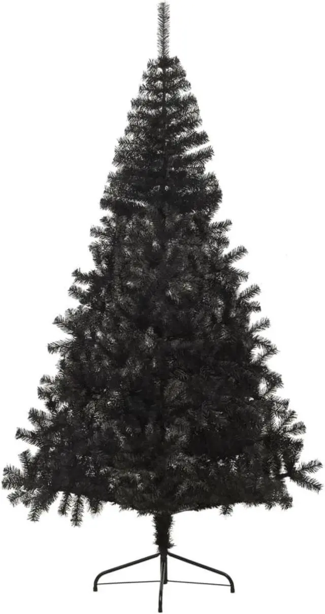 Alt view image 6 of 9 - vidaXL Christmas Tree Artificial Half-Circle Xmas Tree with Stand Black PVC