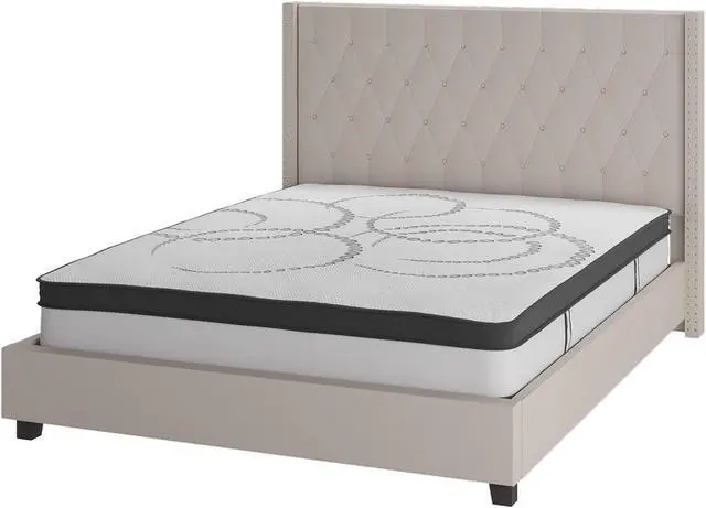 Alt view image 15 of 20 - Riverdale Full Size Tufted Upholstered Platform Bed in Beige Fabric