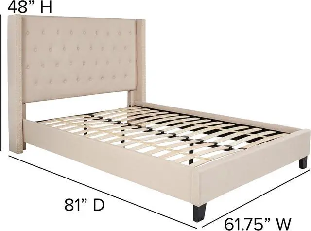 Alt view image 18 of 20 - Riverdale Full Size Tufted Upholstered Platform Bed in Beige Fabric