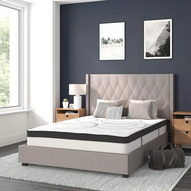 Alt view image 16 of 20 - Riverdale Full Size Tufted Upholstered Platform Bed in Light Gray Fabric