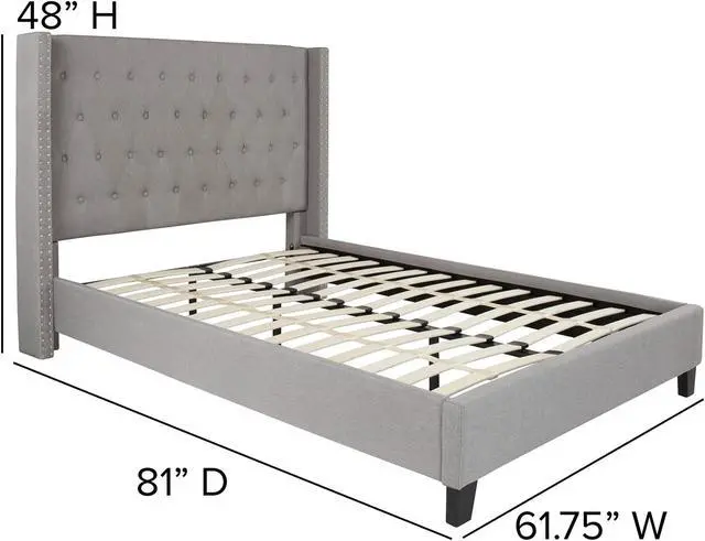 Alt view image 18 of 20 - Riverdale Full Size Tufted Upholstered Platform Bed in Light Gray Fabric