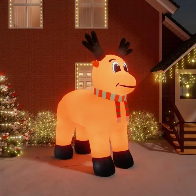 Alt view image 5 of 15 - vidaXL Christmas Inflatable Reindeer with LEDs 157.5"