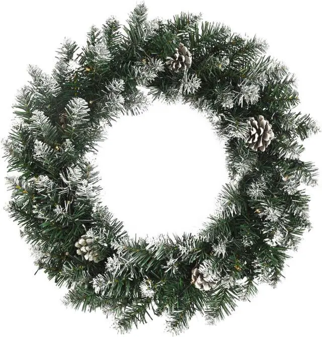 Alt view image 5 of 9 - vidaXL Christmas Wreath Artificial Xmas Garland with LED Lights Green PVC