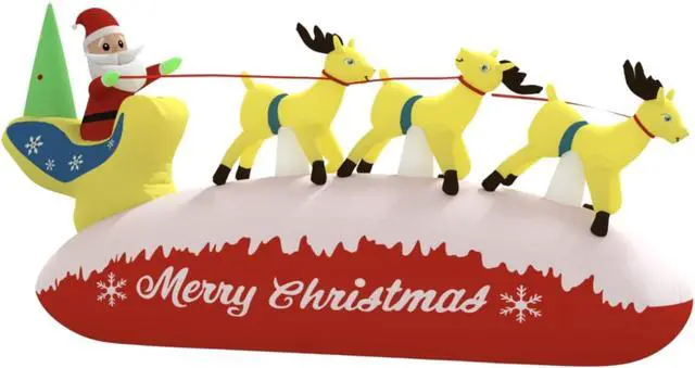 Alt view image 7 of 13 - vidaXL Christmas Inflatable Santa and Reindeer Decoration LED 57.1"