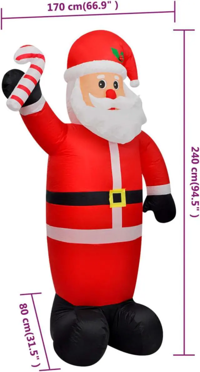 Alt view image 7 of 9 - vidaXL Christmas Inflatable Santa Claus with LEDs 8 ft