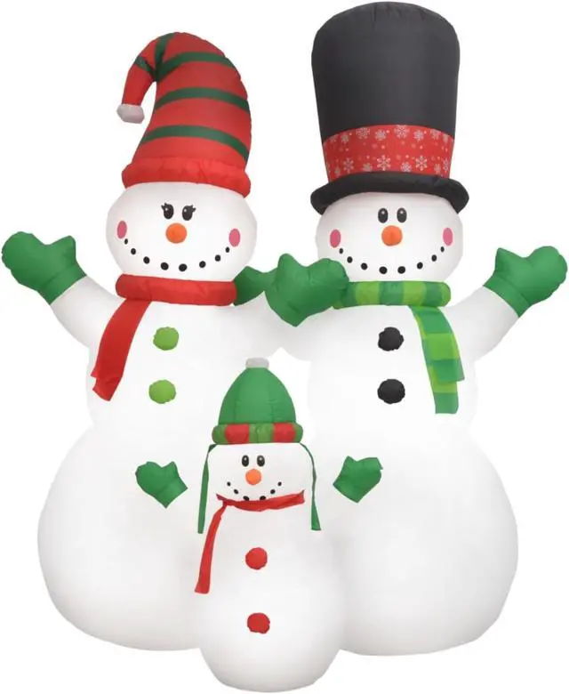 Alt view image 7 of 11 - vidaXL Inflatable Snowman Family with LEDs8 ft