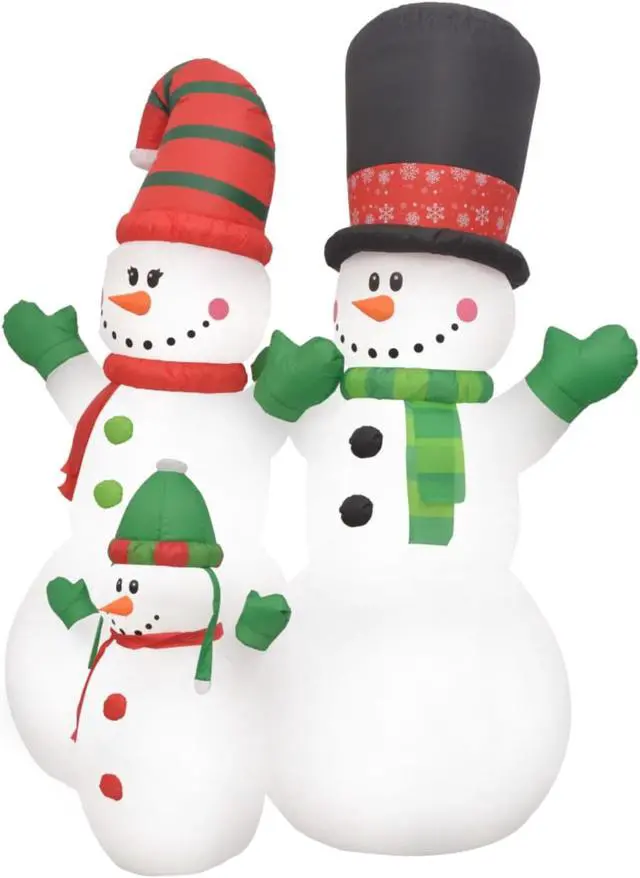 Alt view image 8 of 11 - vidaXL Inflatable Snowman Family with LEDs8 ft