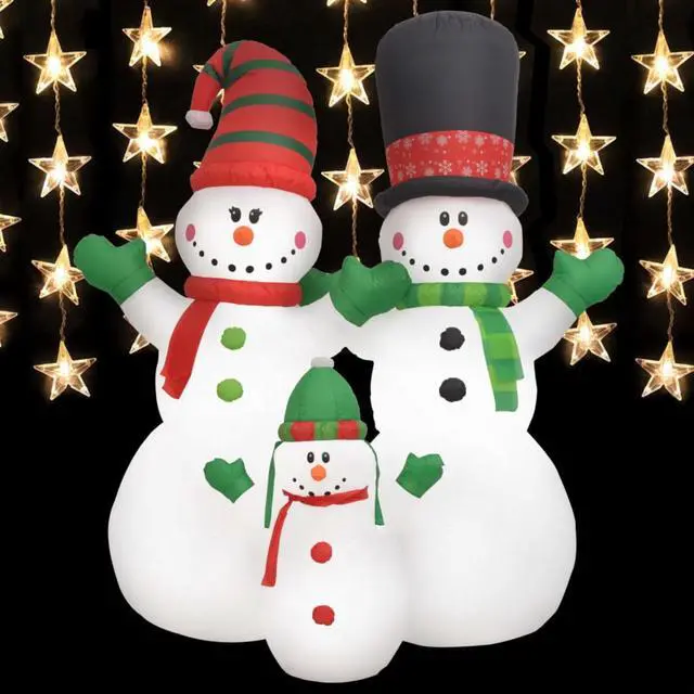 Alt view image 9 of 11 - vidaXL Inflatable Snowman Family with LEDs8 ft