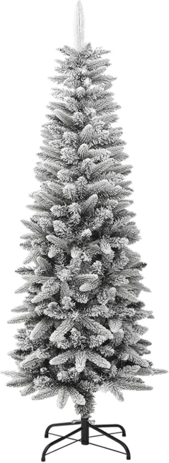Alt view image 10 of 13 - vidaXL Christmas Tree Slim Artificial Xmas Tree with Flocked Snow PVC and PE
