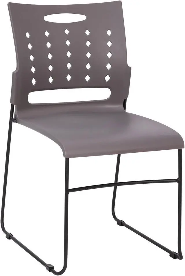 Main image of HERCULES Series 881 lb. Capacity Gray Sled Base Stack Chair with Air-Vent Back
