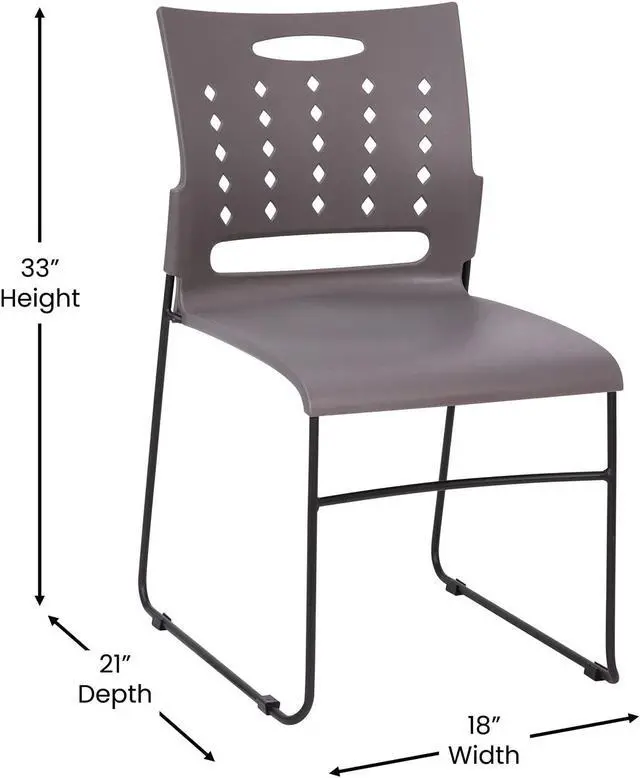 Alt view image 5 of 15 - HERCULES Series 881 lb. Capacity Gray Sled Base Stack Chair with Air-Vent Back