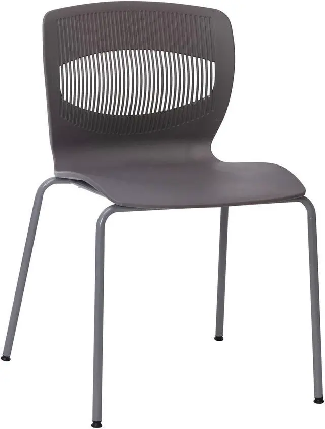 Main image of HERCULES Series Commercial Grade 770 lb. Capacity Ergonomic Stack Chair with Lumbar Support and Silver Steel Frame - Gray