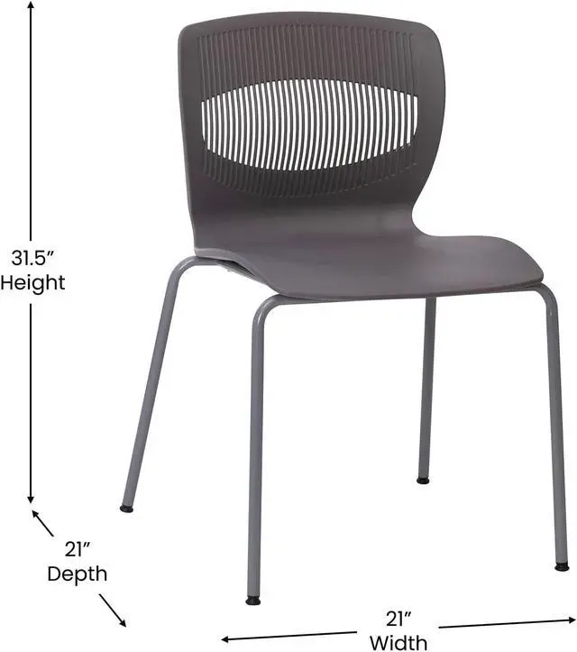 Alt view image 5 of 15 - HERCULES Series Commercial Grade 770 lb. Capacity Ergonomic Stack Chair with Lumbar Support and Silver Steel Frame - Gray