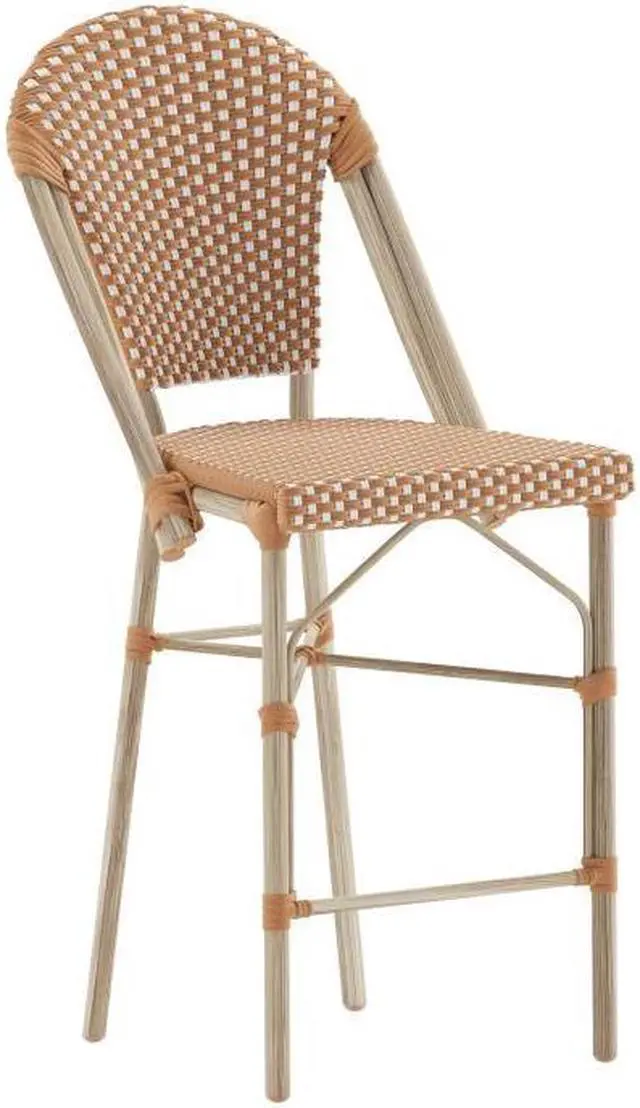 Main image of Lourdes Stackable Indoor/Outdoor French Bistro 26" High Counter Height Stool, Commercial Grade, Natural/White and Light Natural Finish