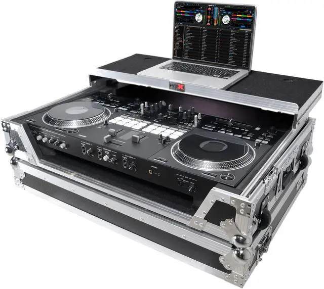 Main image of ATA Style Flight Case for Pioneer DDJ-REV7 DJ Controller with Laptop Shelf, 1U Rackspace, Wheels