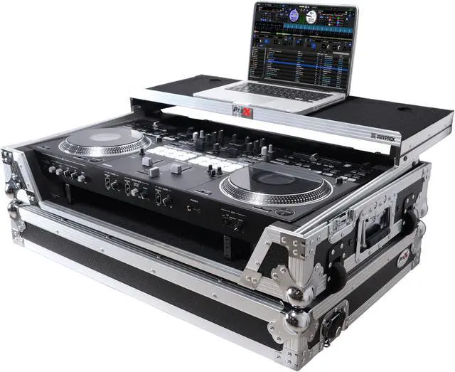 Alt view image 3 of 8 - ATA Style Flight Case for Pioneer DDJ-REV7 DJ Controller with Laptop Shelf, 1U Rackspace, Wheels
