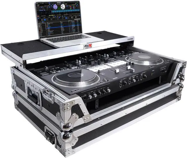 Alt view image 4 of 8 - ATA Style Flight Case for Pioneer DDJ-REV7 DJ Controller with Laptop Shelf, 1U Rackspace, Wheels