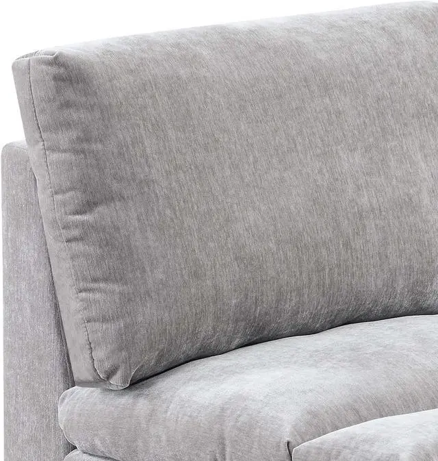 Alt view image 2 of 3 - Luna 35 Inch Modular Armless Chair, Three Layer Plush Cushioned Seat, Gray