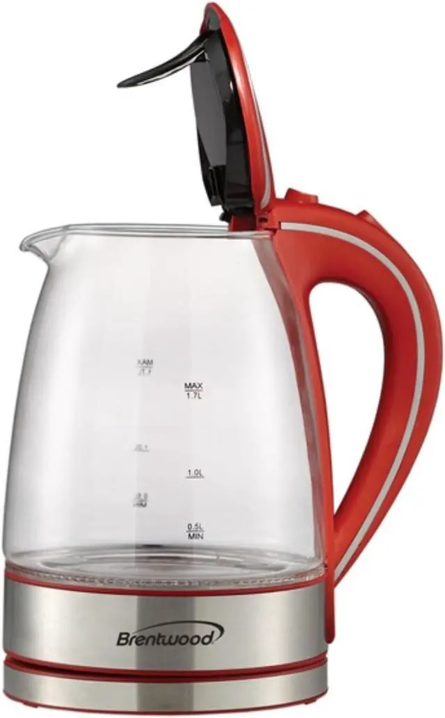 Alt view image 7 of 8 - Brentwood KT-1900R Tempered Glass Tea Kettles, 1.7 Ltr, Red