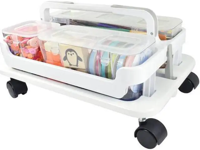 Alt view image 2 of 2 - Deflecto Stack N Go Caddy Wheel Base, Craft Organizer, Compatible with Deflecto Desk Supplies Organizer Caddy, White, 16"W x 3 1/4"H x 11"D (29443CR)