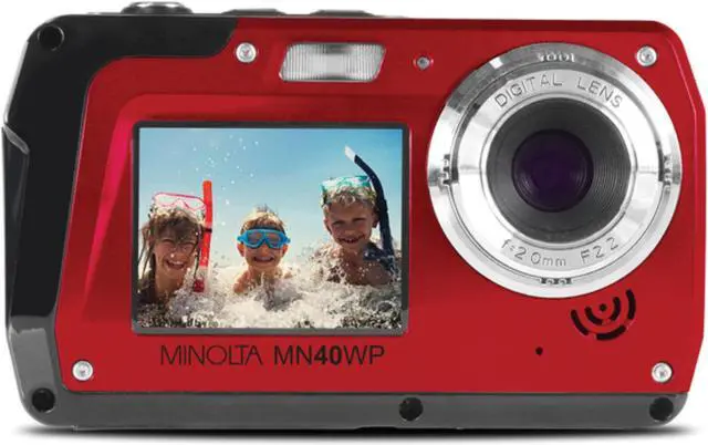 Alt view image 6 of 13 - Minolta MN40WP-R 48.0-Megapixel Waterproof Digital Camera (Red)