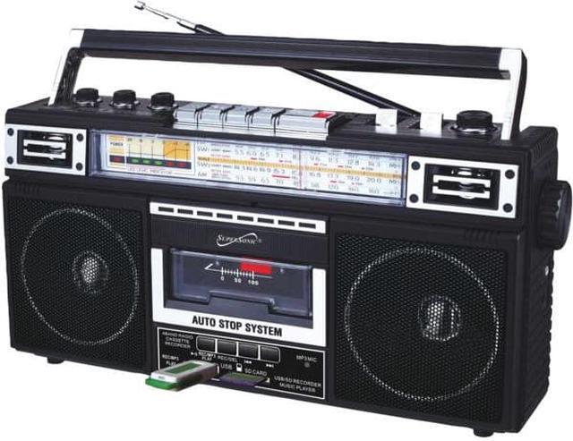 Alt view image 11 of 14 - Supersonic SC-3201BT-BK 4 Band Radio & Cassette Player + Cassette To Mp3 Converter & Bluetooth (Black)