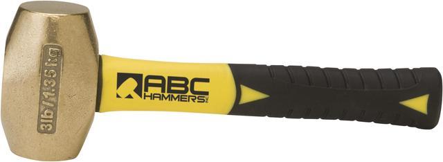 ABC Hammers ABC3BFS 3 lb. Brass Hammer with 8 Fiberglass Handle
