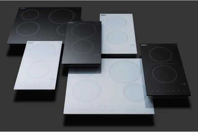 Alt view image 7 of 7 - Summit Appliance CR4B23T6W 24" Wide 230V 4-Burner Radiant Cooktop in White Smooth Ceramic Schott Glass Surface with Digital Touch Controls and an Extra Large 8" Dual Cooking Element