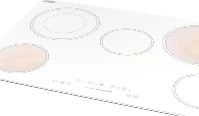 Alt view image 4 of 7 - Summit Appliance CR5B30T8W 30" Wide 5-Burner Radiant Cooktop, White, Ceramic Glass Surface, Digital Touch Controls, 9 Power Levels, Programmable Timer, Residual Heat Indicator, 208-240v Operation