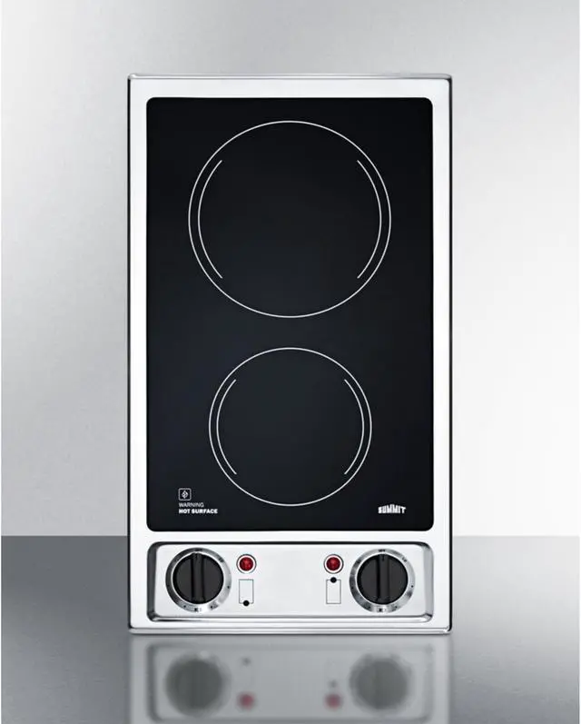 Alt view image 6 of 6 - Summit  CR2B120:  2-burner  120V  electric  cooktop  with  smooth  black  ceramic  glass  surface