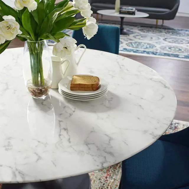 Alt view image 3 of 4 - Lippa 60" Round Artificial Marble Dining Table