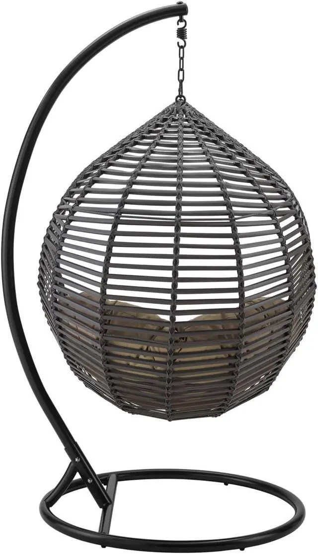 Alt view image 2 of 6 - Garner Teardrop Outdoor Patio Swing Chair Gray Mocha