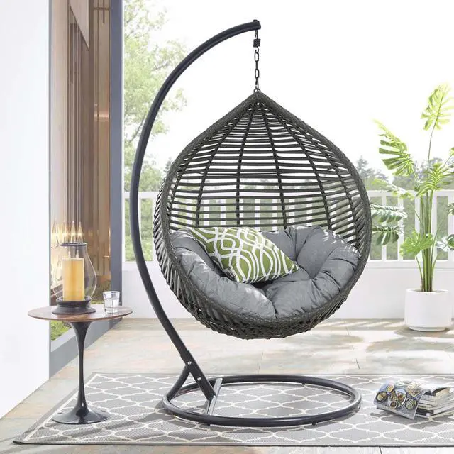 Alt view image 6 of 6 - Garner Teardrop Outdoor Patio Swing Chair Gray Gray
