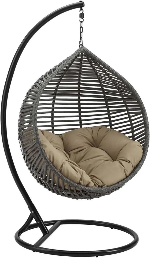 Main image of Garner Teardrop Outdoor Patio Swing Chair Gray Mocha