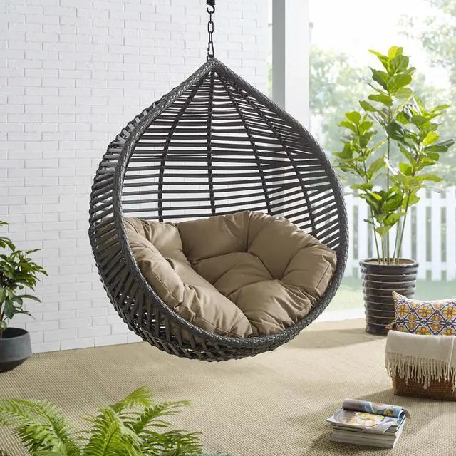 Alt view image 5 of 6 - Garner Teardrop Outdoor Patio Swing Chair Gray Mocha