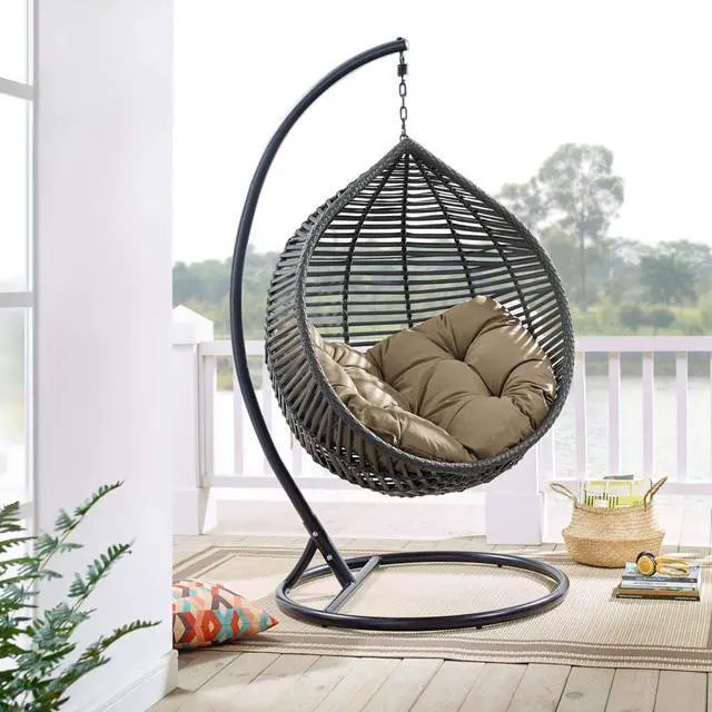 Alt view image 6 of 6 - Garner Teardrop Outdoor Patio Swing Chair Gray Mocha