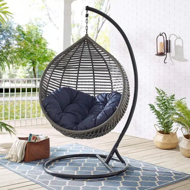 Alt view image 6 of 6 - Garner Teardrop Outdoor Patio Swing Chair Gray Navy