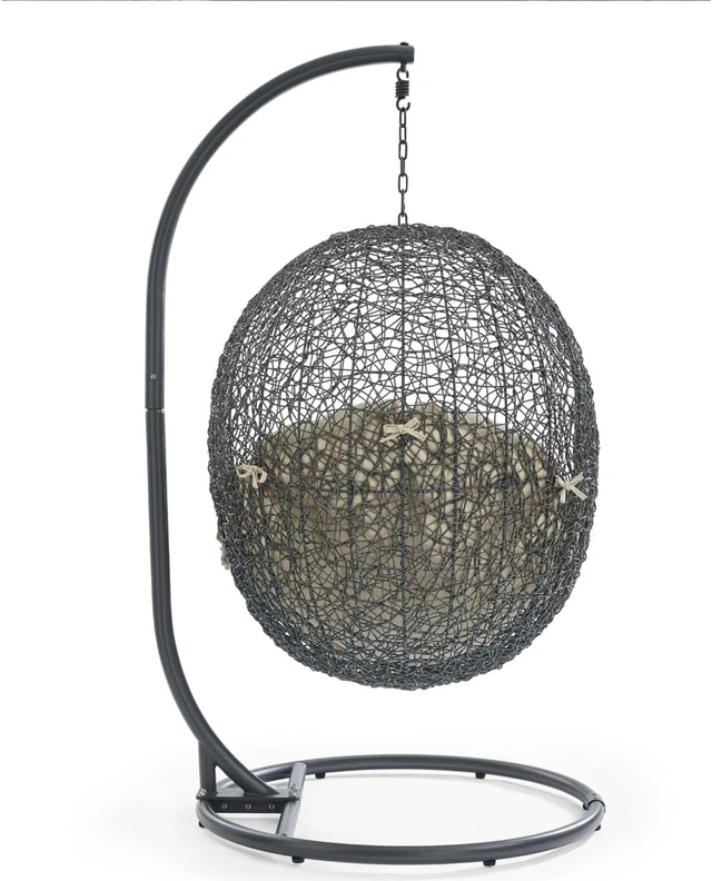 Alt view image 3 of 13 - Hide Outdoor Patio Sunbrella Swing Chair With Stand Gray Beige