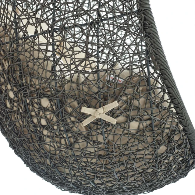 Alt view image 5 of 13 - Hide Outdoor Patio Sunbrella Swing Chair With Stand Gray Beige