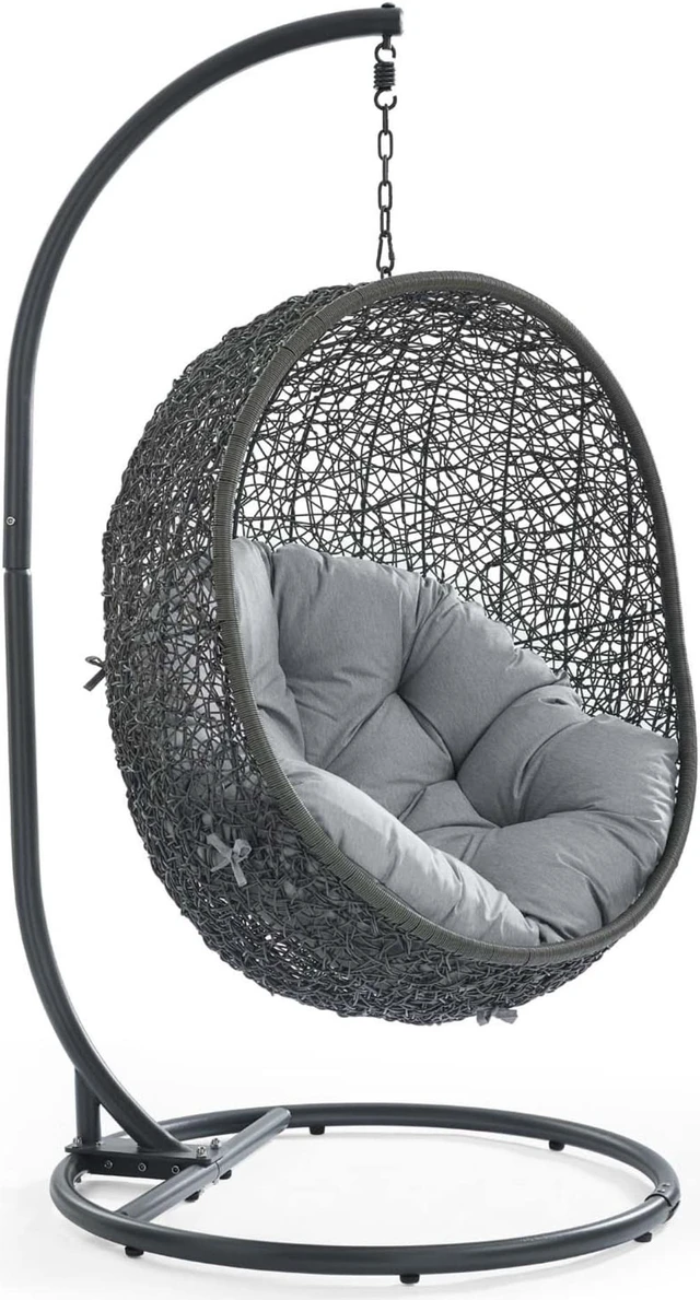 Main image of Hide Outdoor Patio Sunbrella Swing Chair With Stand Gray Gray